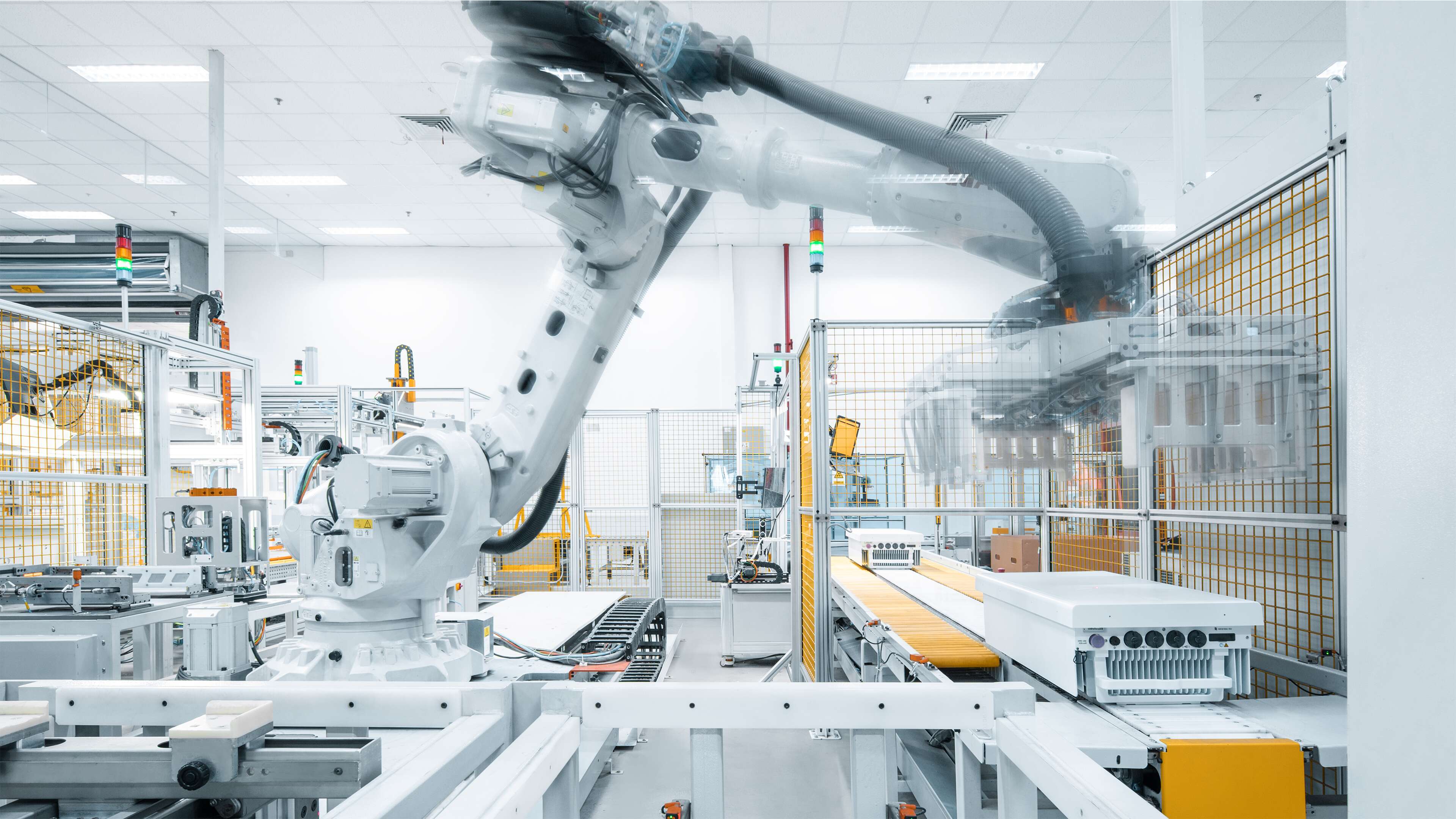 Robot arm in 5G factory.