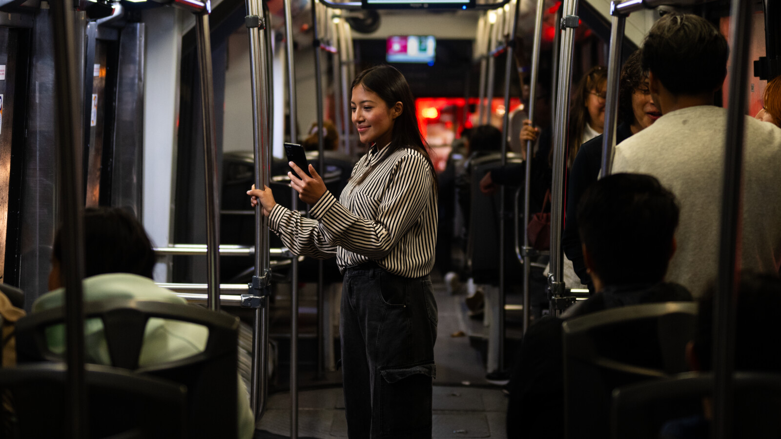 A woman on public transport