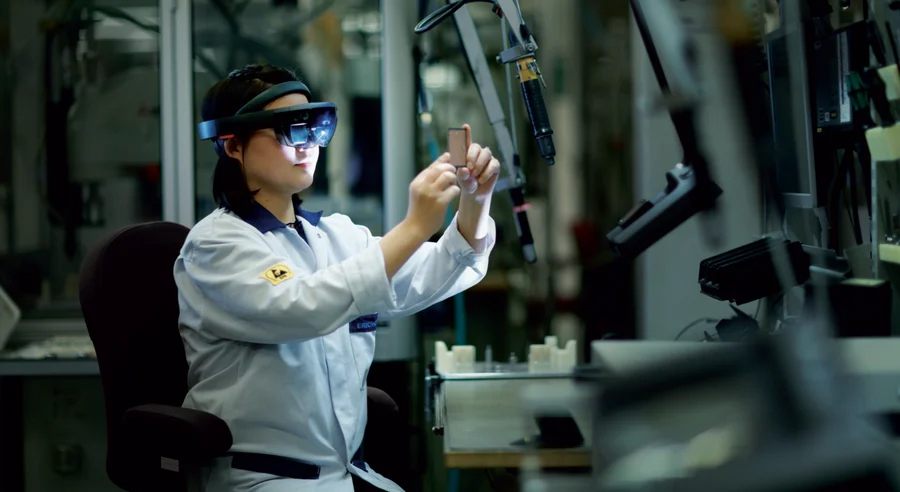 Woman working in a factory.