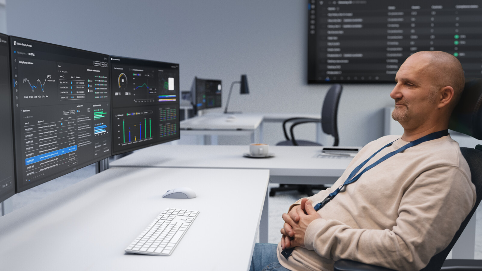 Security Man working in Security Operation Center.