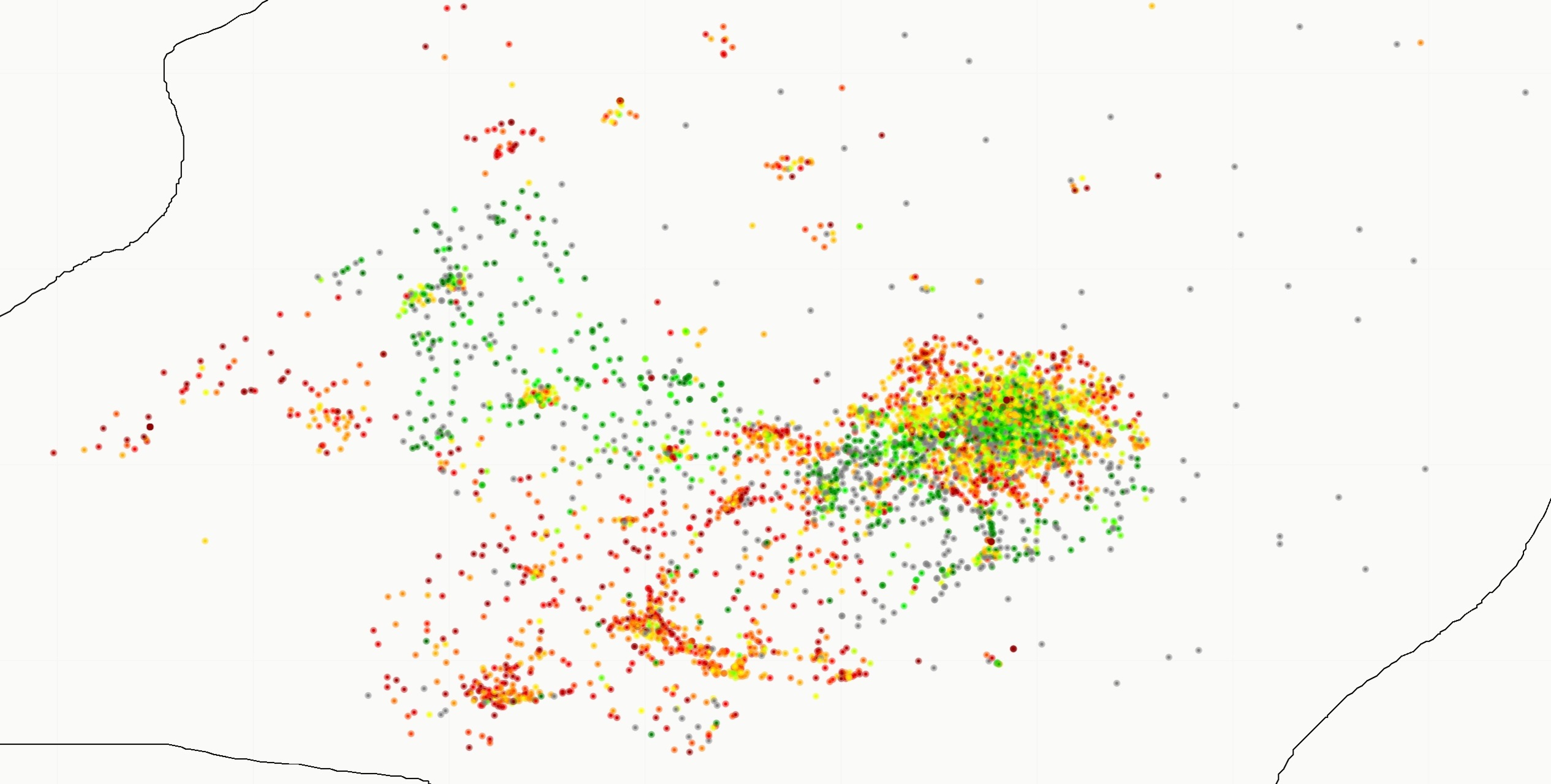Easy visualization of the energy efficiency per node in the network