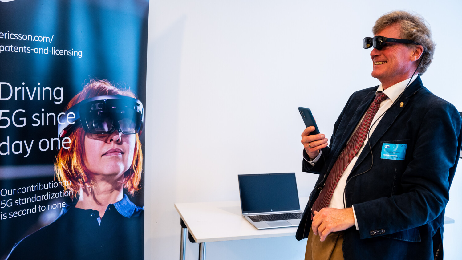 Bluetooth inventor Dr. Jaap C. Haartsen with the Ericsson holographic communication demo at European Inventors Week