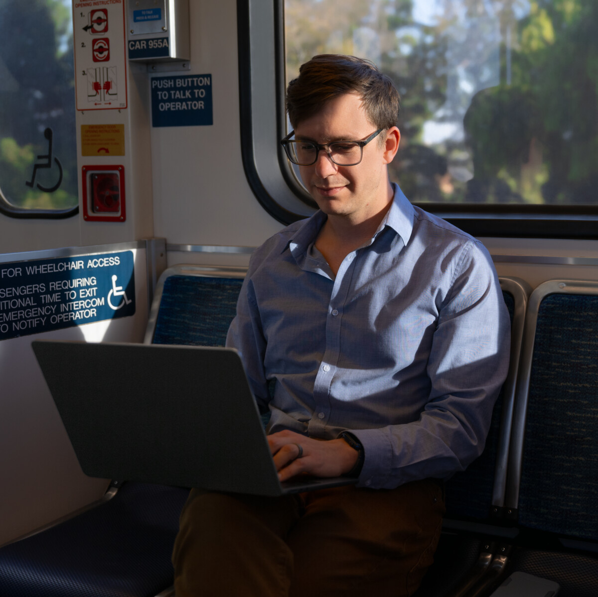 Man working on public transport