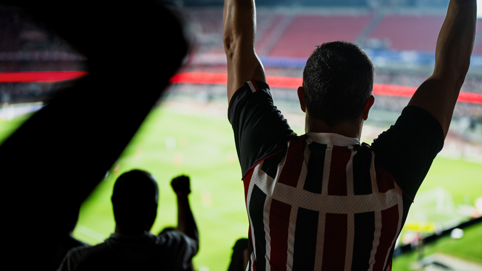 People cheering at football game