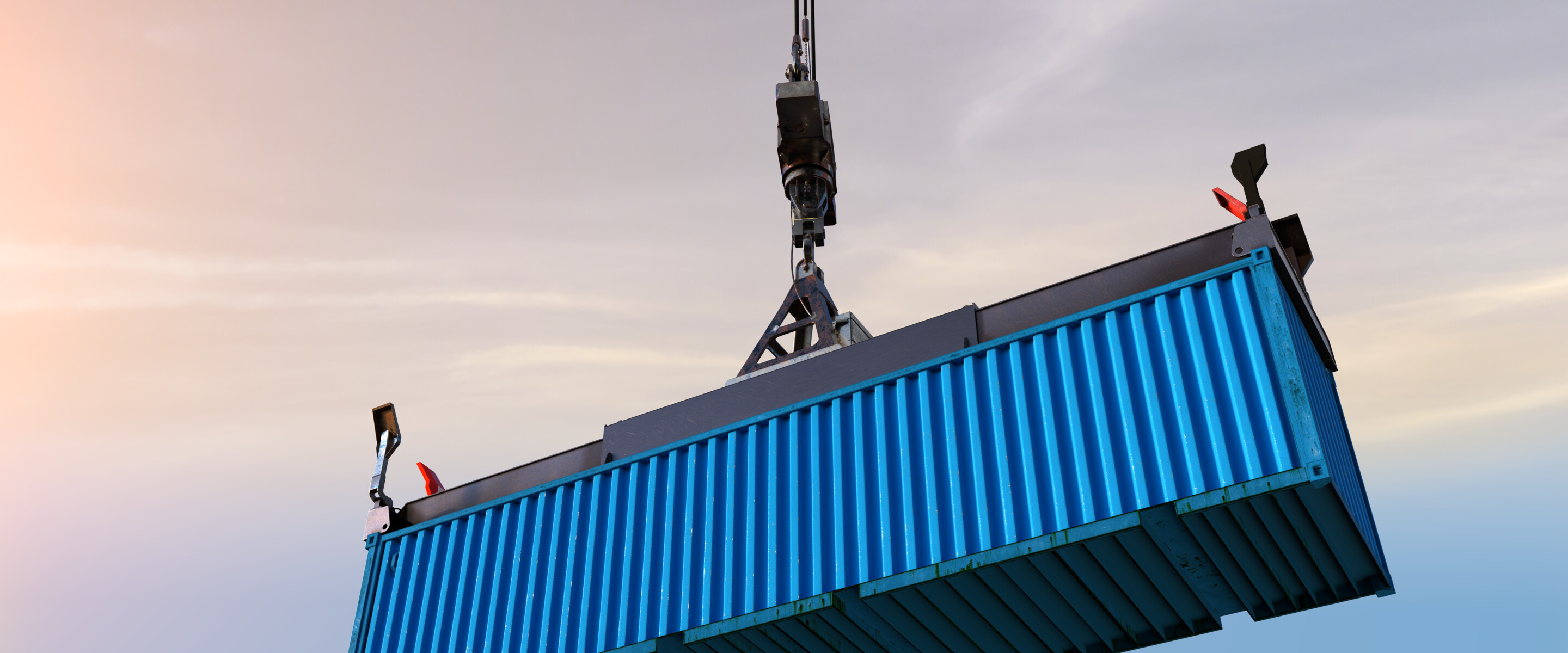 Crane lifting a container.