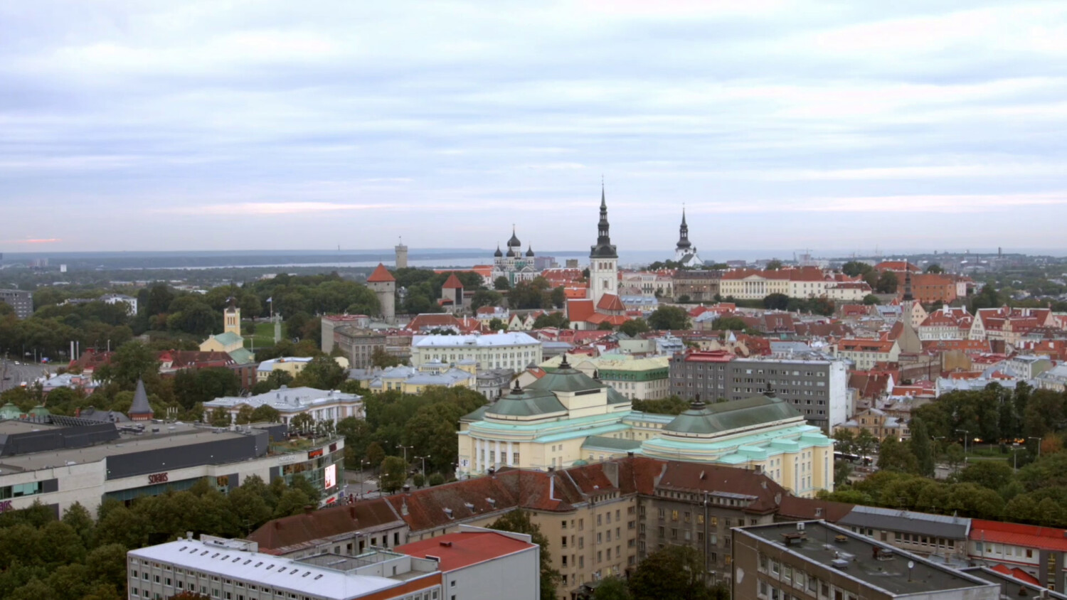 Aerial view of city.